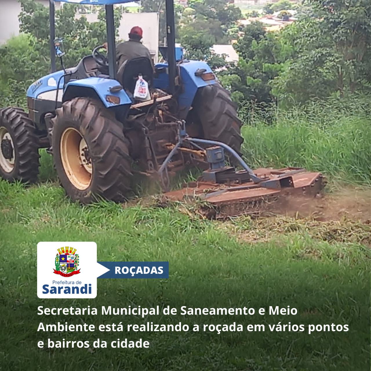Secretaria Municipal de Saneamento e Meio Ambiente está realizando a roçada em vários pontos e bairros da cidade